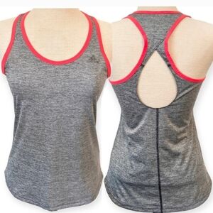 Adidas Keyhole Open Back Cut Out Climalite Women's Shirt Size Medium Grey Gym